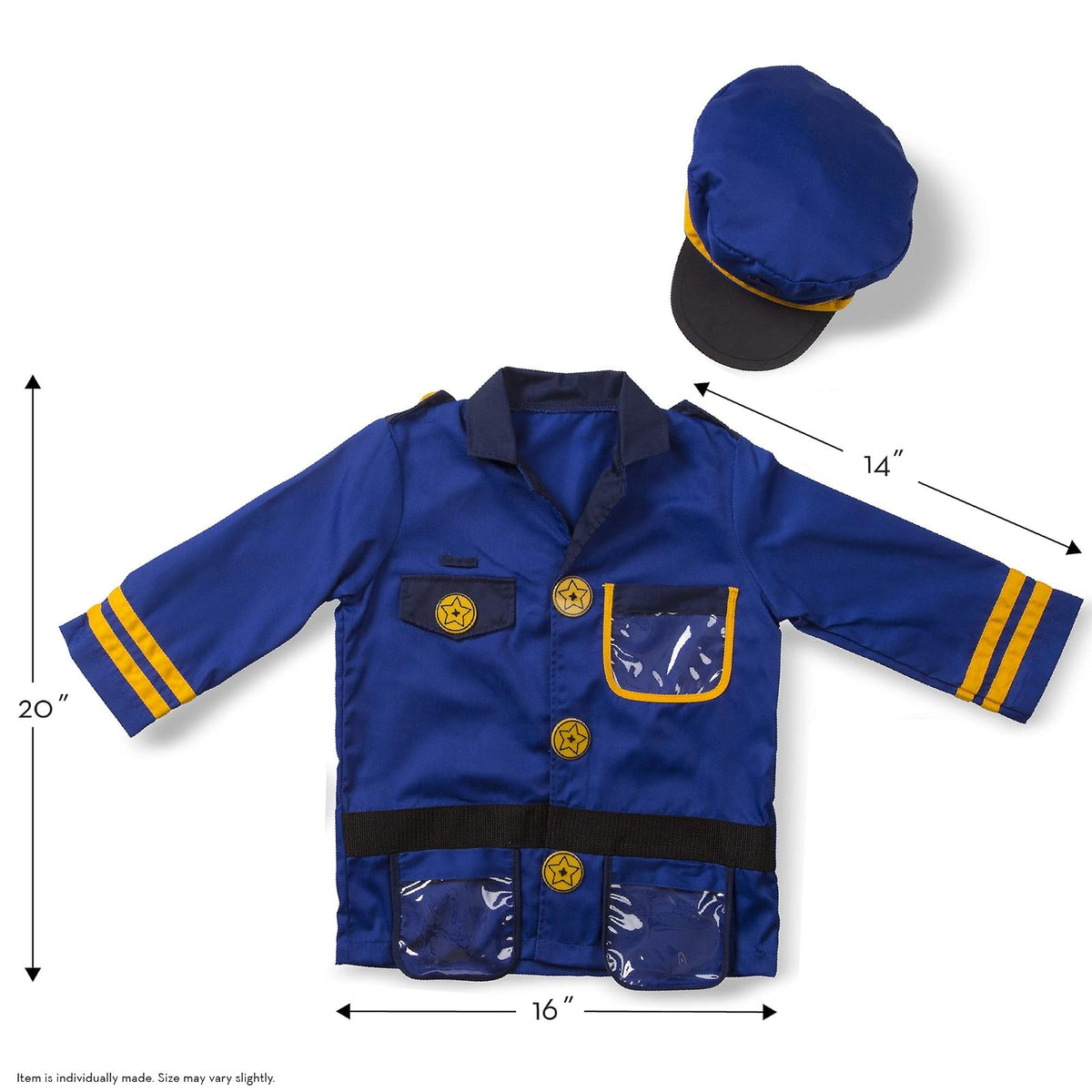 Melissa & Doug Disfraz de Policía para Juego Imaginativo, Juego de Simulación (3-6 Años, 8 Piezas)