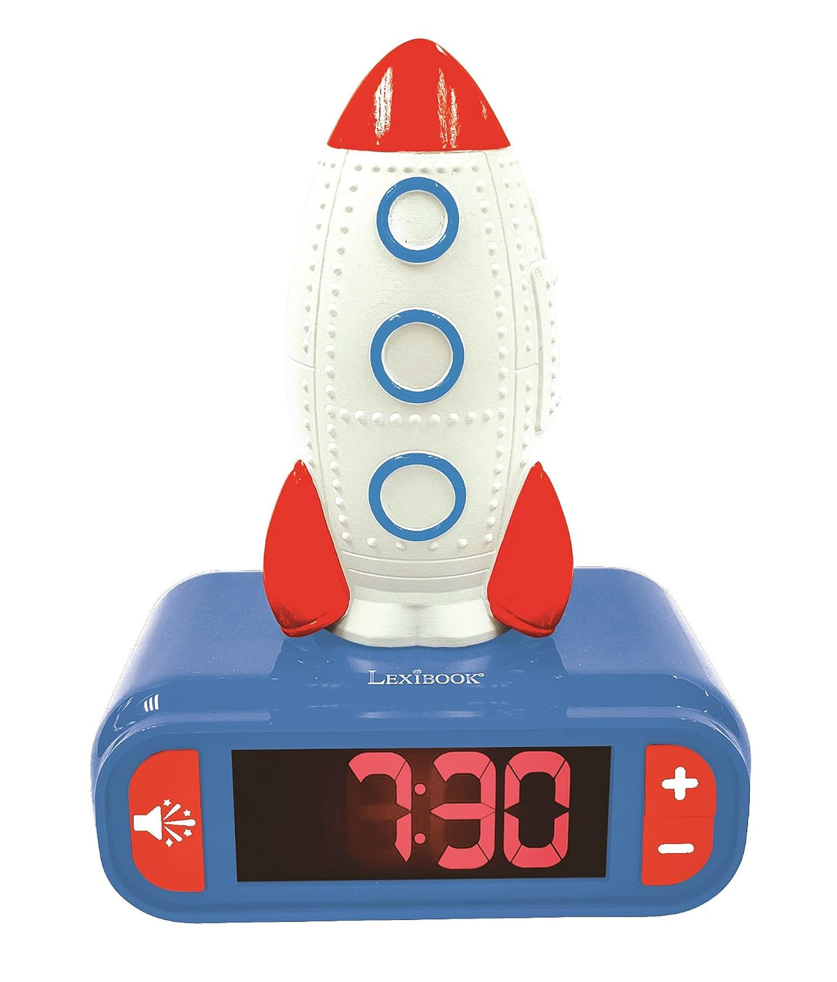 Lexibook Disney Frozen Reloj Despertador con Luz Nocturna y Sonidos, Pantalla LCD Digital - Cohete