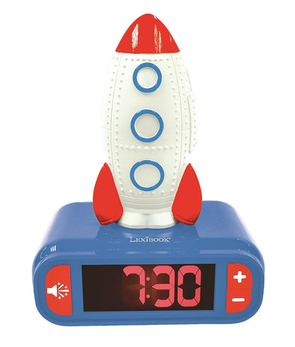 Lexibook Disney Frozen Reloj Despertador con Luz Nocturna y Sonidos, Pantalla LCD Digital - Cohete