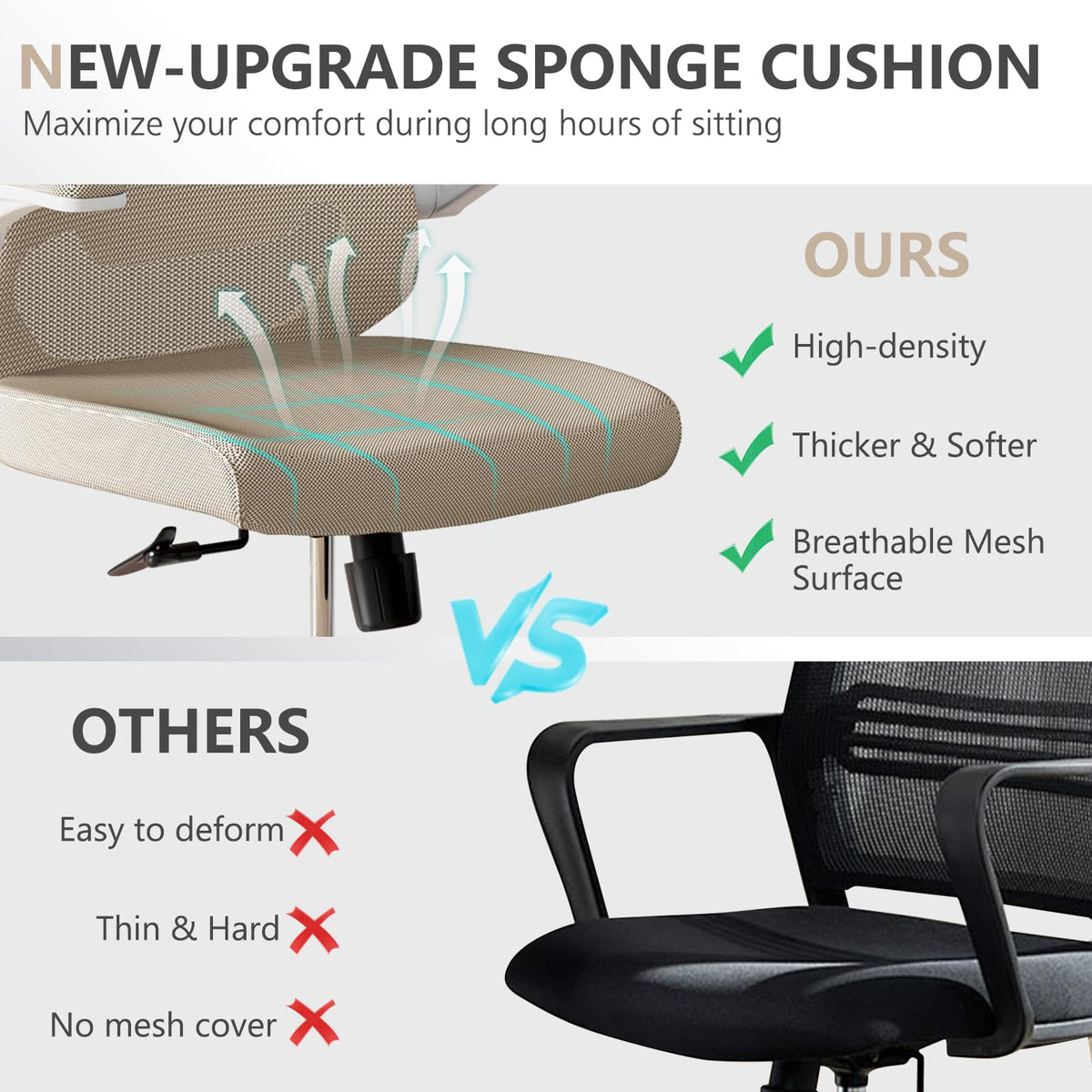 Silla ergonómica de Oficina con Soporte Lumbar, Silla de computadora de Malla con Respaldo Alto con Brazos abatibles, Silla de Trabajo Ajustable para computadora, Color Caqui