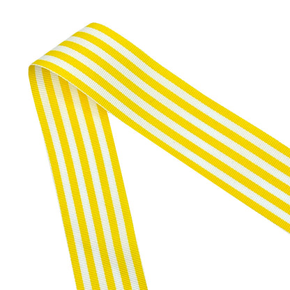 Morex Ribbon - Cinta Decorativa de poliéster de grogrén a Rayas, 18.2 m, Amarillo, 1-1/2 In, 1