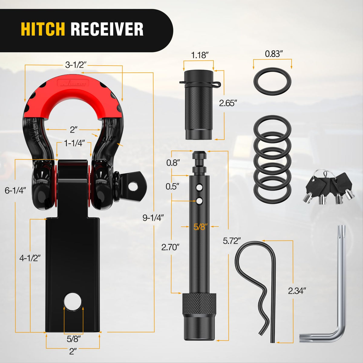 Nilight - Kit de Correa de Remolque de recuperación de 3 x 20 pies con Receptor de Enganche de 2 Pulgadas y Bolsa de Almacenamiento antirrobo con grilletes de Anillo en D de 3/4 Pulgadas, Cuerda de
