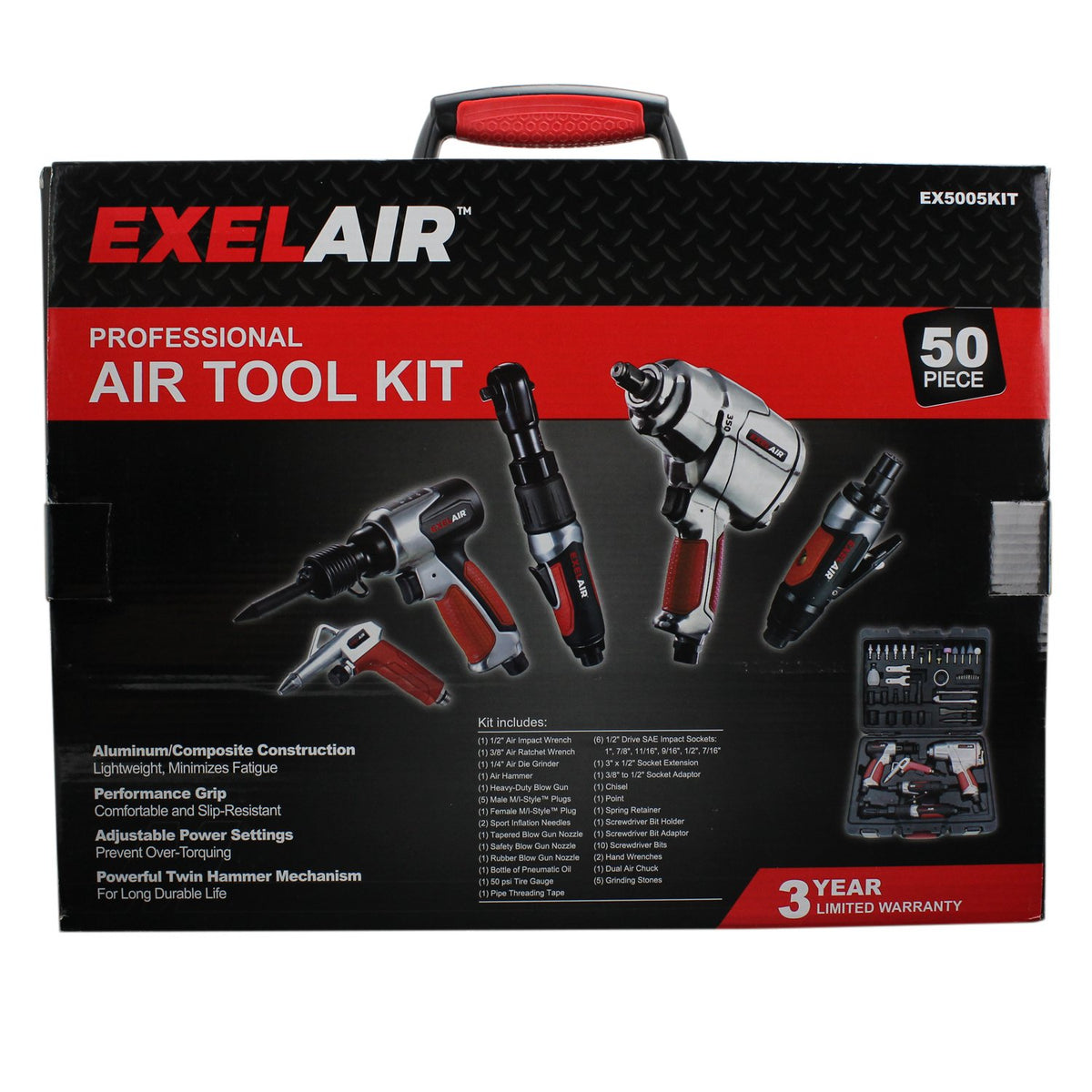 Milton EX5005KIT Kit de herramientas neumáticas profesionales de 50 piezas