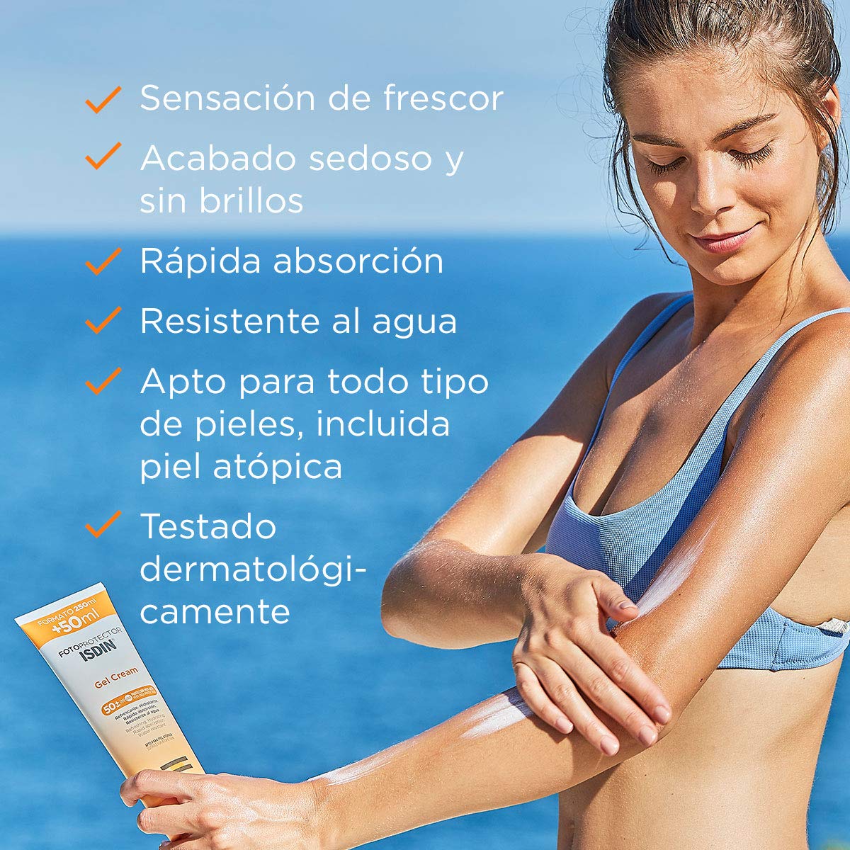 ISDIN Fotoprotector Gel Cream SPF 50+, Protector Solar Corporal refrescante e hidratante, Ideal para toda la familia, 250 ml + Fusion Water Urban SPF 30, Protector Solar Facial, 50ml