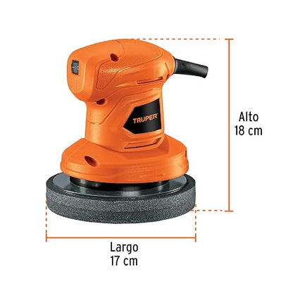 TRUPER Pulidora Orbital de Mano de 6 in 45W, Naranja