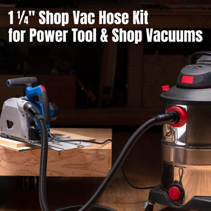 POWERTEC 70347 Kit de manguera de recogida de polvo de 10 pies con 5 accesorios para carpintería, herramientas eléctricas para el hogar y aspiradoras de tienda húmeda/seca
