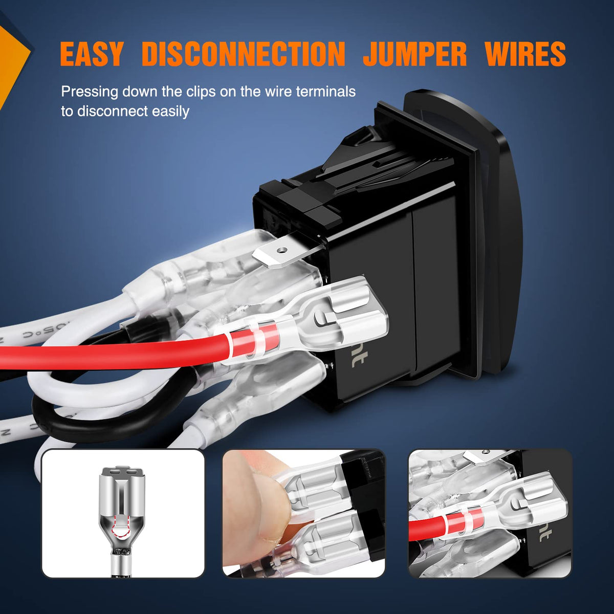 Nilight Interruptor Impermeable Encendido/Apagado DPDT 7 Pines 12/24 V con Cables, Azul, 90250B-A