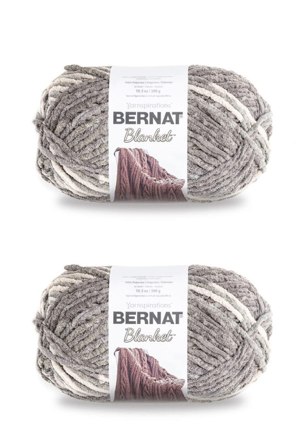 Bernat Blanket Estambre Chenille Súper Voluminoso, Paquete de 2 - Paquete de 2 - Acero plateado