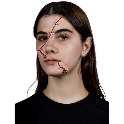 Ghoulish Productions Aplicaciones De Látex Stapled Woman, Efectos para Cosplay Cicatriz en la Cara FX para Disfraz, Protesis de Cicatriz ideal para Disfraz Halloween y Fiestas Temáticas