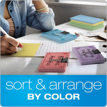 Oxford Tarjetas de color a rayas, 5 x 8 pulgadas, colores surtidos, 100 por paquete (35810)