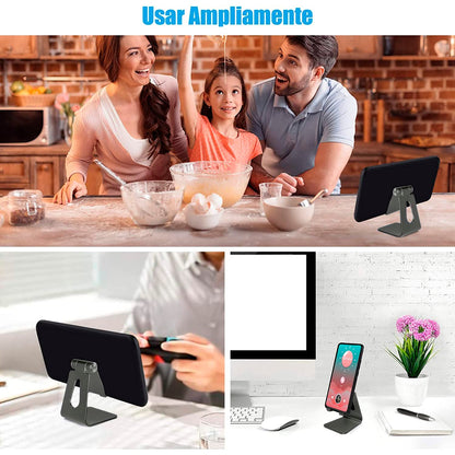 TXG Universal Soporte Celular, Soporte de Tablet Multiángulo, Base Tablet Compatible con Tablet/Teléfono Celular Inteligente, Base para Celular Plata (Negro)