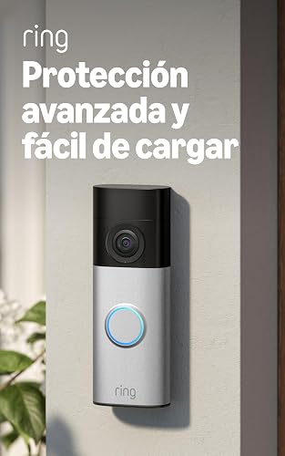 Videotimbre inalámbrico 2K Ring Plus (último modelo): Retinal 2K con video de gran angular, zoom mejorado de hasta 6x, visión nocturna y batería fácilmente desmontable (níquel plateado)
