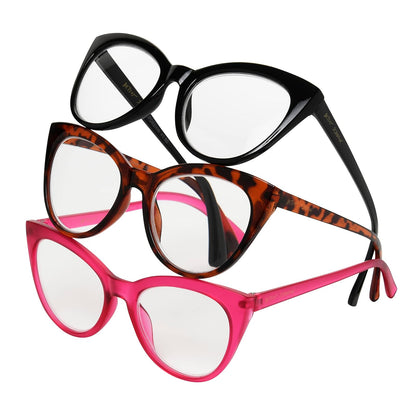 Betsey Johnson Telcroc - Juego de 3 anteojos de lectura con forma de forma
