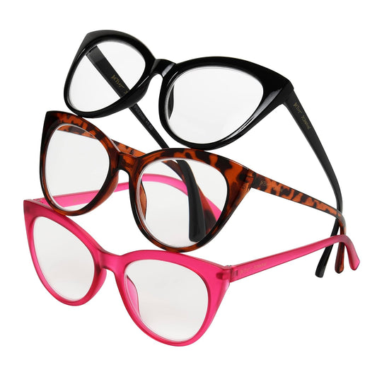 Betsey Johnson Telcroc - Juego de 3 anteojos de lectura con forma de forma