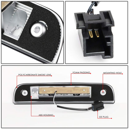 DNA MOTORING 3BL-DNIT07-LED-SM - Lámpara de Freno de Montaje Alto LED 3ª Tercera Parte Trasera Compatible con Dodge Nitro 07-12, ahumada