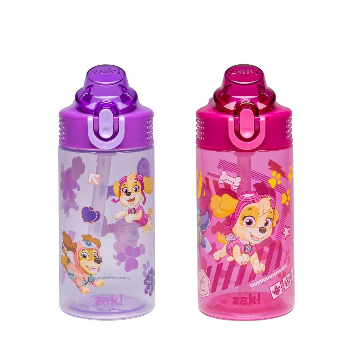 Zak Designs Disney Frozen Set de 2 Botellas de Agua Infantiles - Patrulla Canina (Skye & Friends)