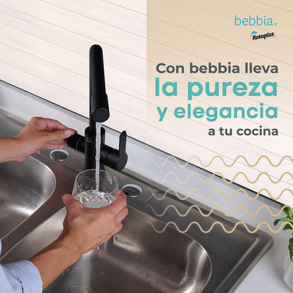 ROTOPLAS BEBBIA GRIFO PARA COCINA BEBBIA 3 VÍAS PARA AGUA PURIFICADA (NEGRO MATE RECTO)