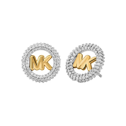 Aretes de botón pequeños Michael Kors con logo en pavé para mujer, MKJ8560931