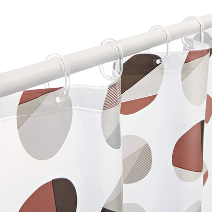 RAYEN | Cortinas de baño | Cortina de Ducha o bañera | Impermeable | PVA | Translúcido | Anillos de PVC | Incluye 12 Ganchos | 180 x 200 cm | Blanco con Cabezales de Colores