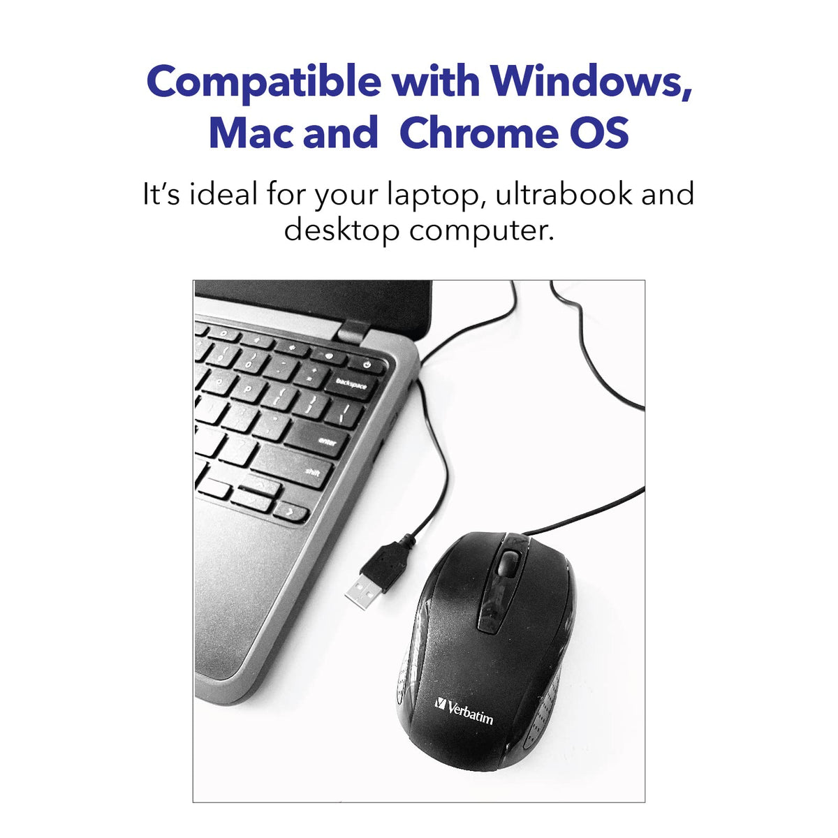 Verbatim Mouse óptico con Cable para computadora portátil – Blanco