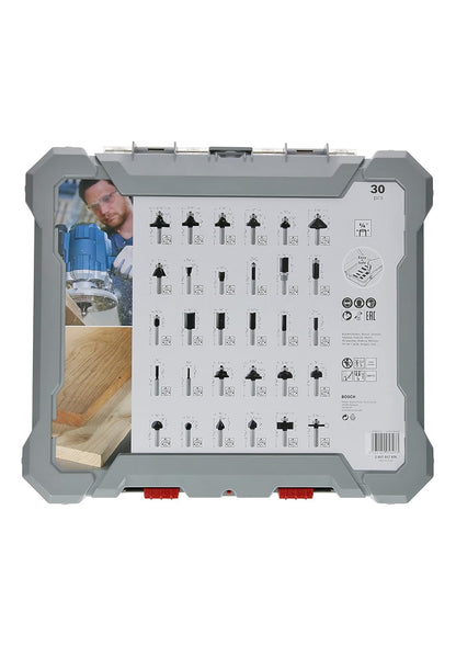 Bosch Juego de 30 brocas para madera para enrutador con vástago de 1/4 pulgadas