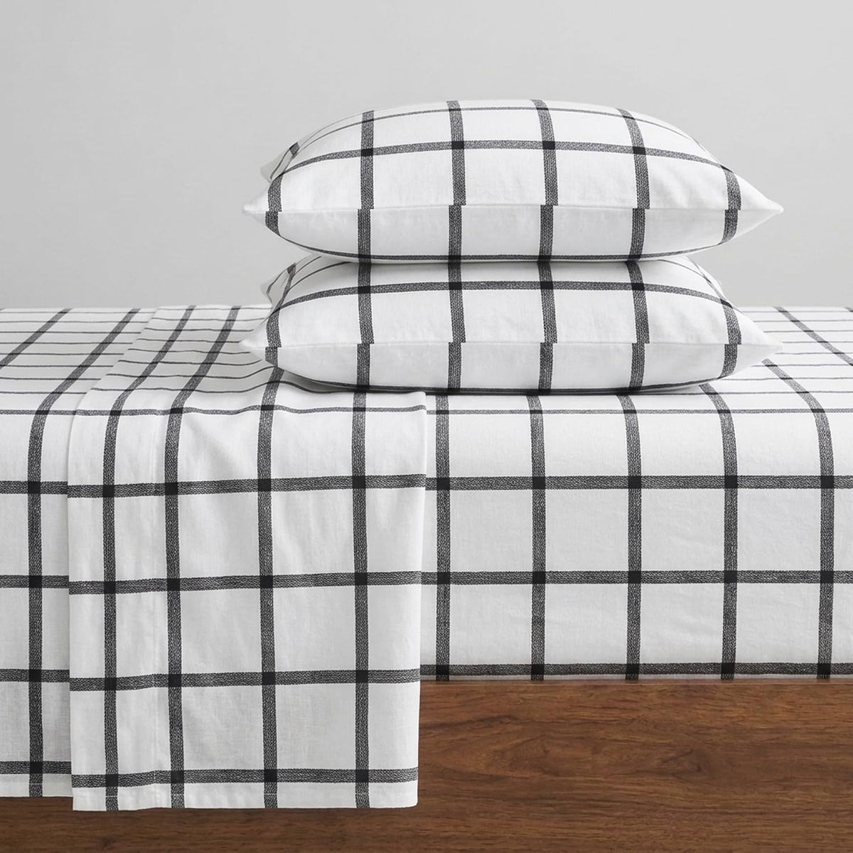 Eddie Bauer - Juego de sábanas matrimoniales, Ropa de Cama de Franela de algodón cálido y Transpirable con Bolsillos Profundos, Cepillado para Mayor suavidad, acogedora decoración del hogar,