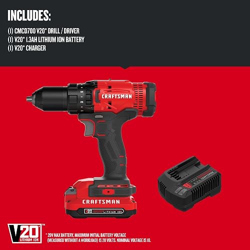CRAFTSMAN - V20* Kit de taladro/desarmador inalámbrico (CMCD700C1)