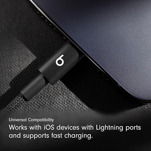 Beats Cable corto trenzado de USB-C a Lightning, carga rápida para iPhone y iPad, diseño resistente que no se enreda, compatible con dispositivos Apple con entrada Lightning (20 cm) — Negro eléctrico
