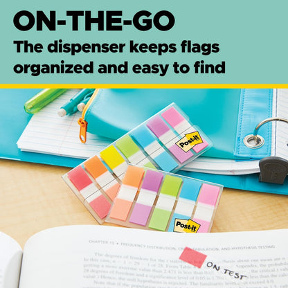 Post-it Flags - Paquete económico de 35 unidades, 8 dispensadores/paquete, 0.47 pulgadas de ancho, varios colores, incluye 48 banderas de flecha gratis (683-VAD1)