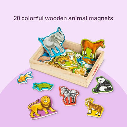 Melissa & Doug Set de 20 Imanes de Animales en Caja, Juguete de Madera, Juguete de Desarrollo - Certificados FSC