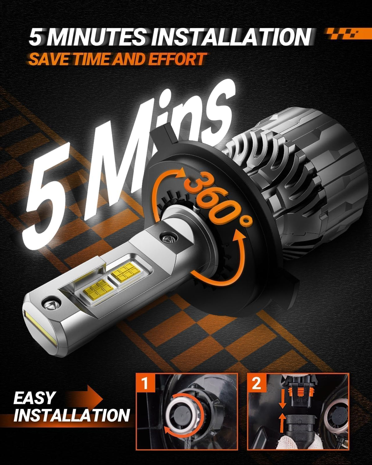 SEALIGHT S6 H4/9003/HB2 Bombillas LED Superbrillantes 38000 lm 6500K Luz Alta/Baja con Ventilador Plug-N-Play, Blanco