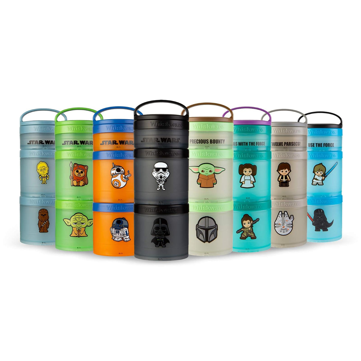 Whiskware Star Wars Paquete de aperitivos apilables, 2 1/3 tazas, El niño | Apto para portavasos | Tazas apilables Twist 'n' Lock | Apto para lavaplatos | Sobre la marcha | Escuela | Viajes por