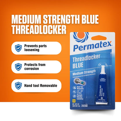 Permatex 24200 de Fuerza Media Azul, 6 ml, 6 ml, Azul, Paquete de 1