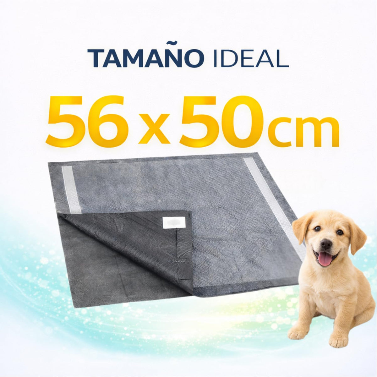 Fancy Pets Tapete Entrenador para Perros Ultimate Pad con Carbón Activado de Bambú Absorción Rápida Bordes Antiderrames Atrayente Integrado y Parches Adhesivos 56 x 50 cm - 30 PZ