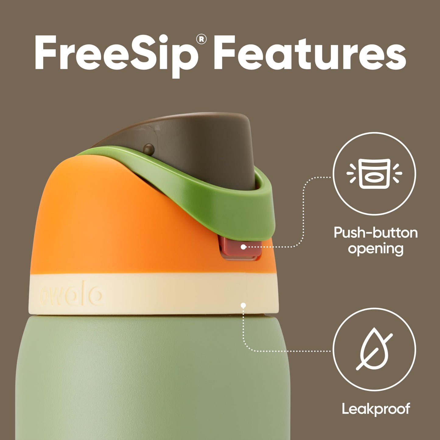 Owala FreeSip Botella de acero inoxidable aislada con popote, botella de agua deportiva libre de BPA, ideal para viajar, 32 oz, Camuflaje Fresco
