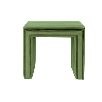HomePop - otomana de Terciopelo con mechones de Canal Moderno, decoración del hogar, otomana para Sala de Estar y recámara, Color Verde