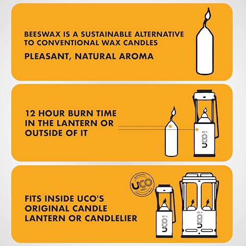 UCO - Velas de Cera de Abeja Natural de 12 Horas - Linterna de Vela