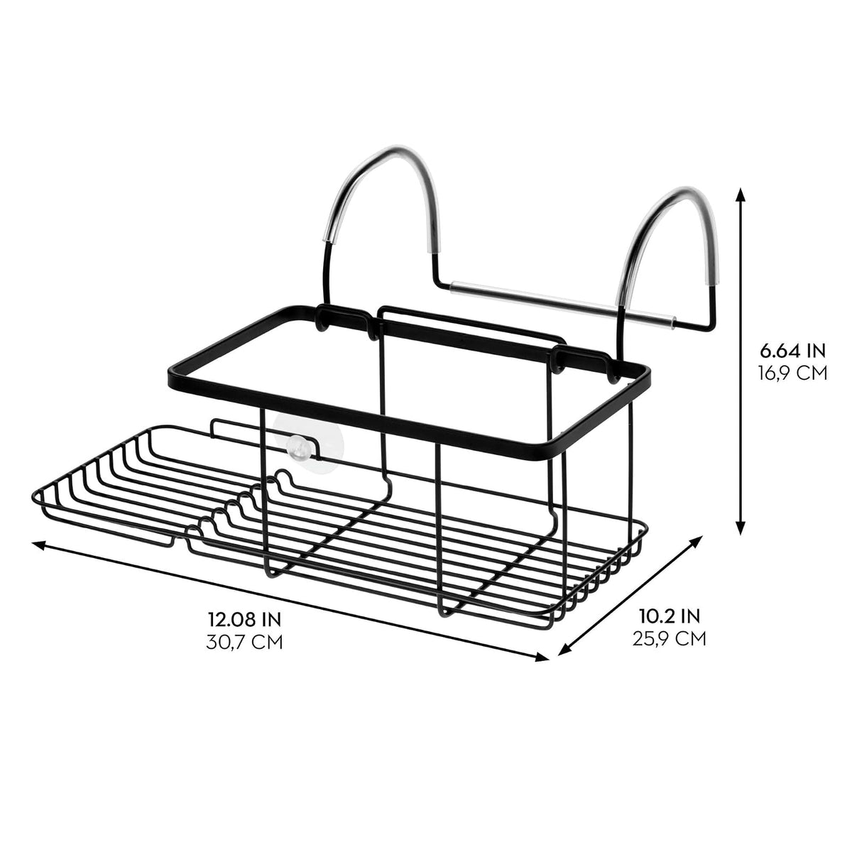 iDesign Everett Metal Over The Side Bathtub Caddy Basket for Master, Guest, Kid's Bathroom, 12.08" x 10.2" x 6.64", Bath