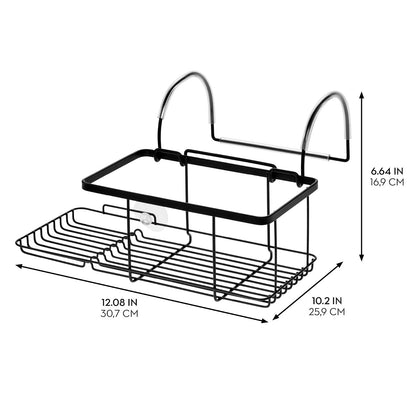 iDesign Everett Metal Over The Side Bathtub Caddy Basket for Master, Guest, Kid's Bathroom, 12.08" x 10.2" x 6.64", Bath