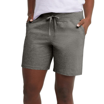 Hanes Short Deportivo de Algodón para Mujer - Gris Carbón jaspeado - XL