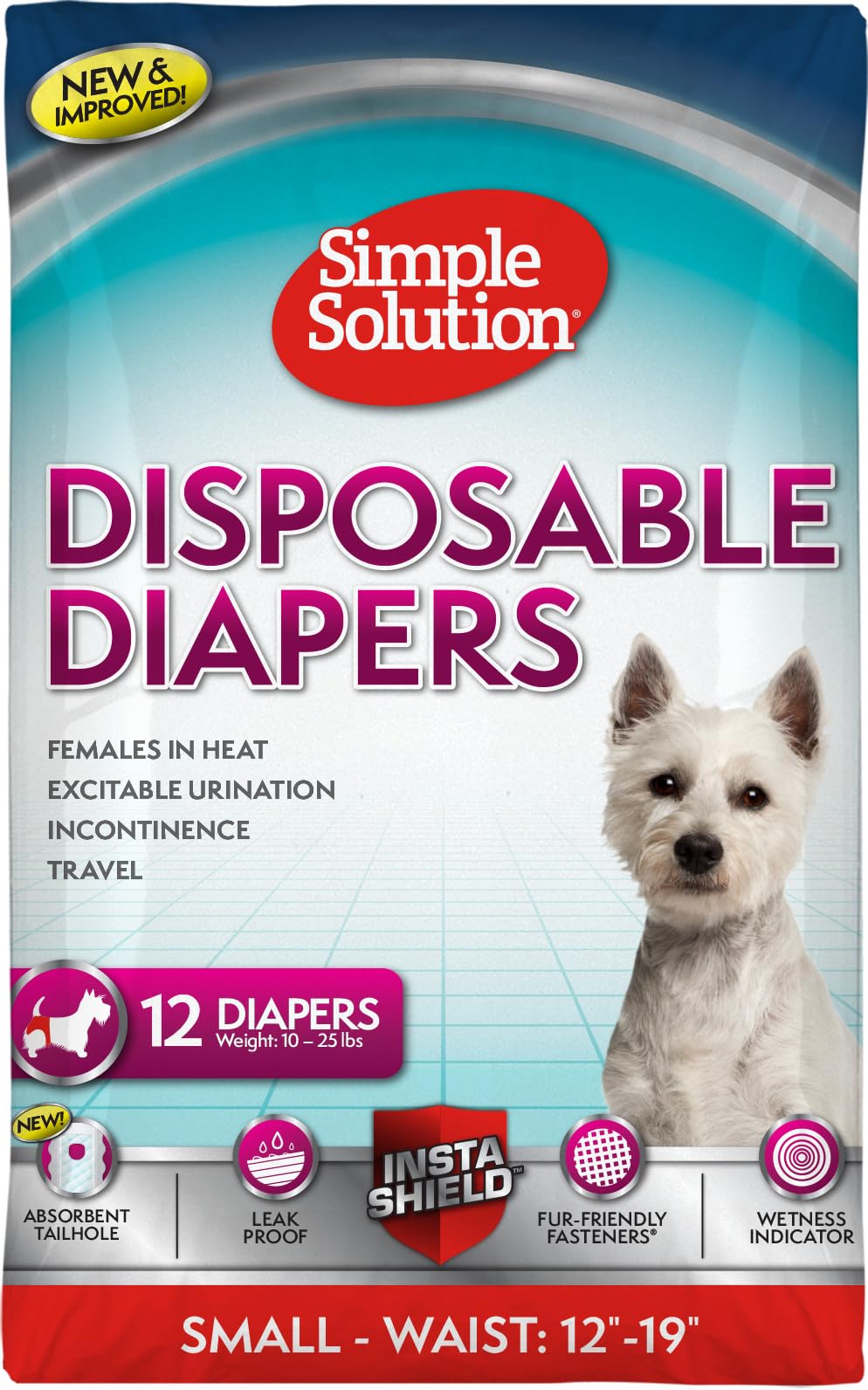 Simple Solution Pañales Desechables para Perro Hembra - Small - 12 unidades