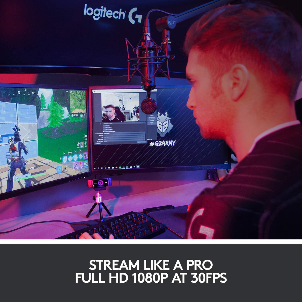 Logitech C922 Pro Stream 1920 x 1080 Pixeles, conexión USB, Webcam 1080p, 60 fps, Trípode Incluido y Licencia Gratuita de 3 Meses para XSplit, Negra