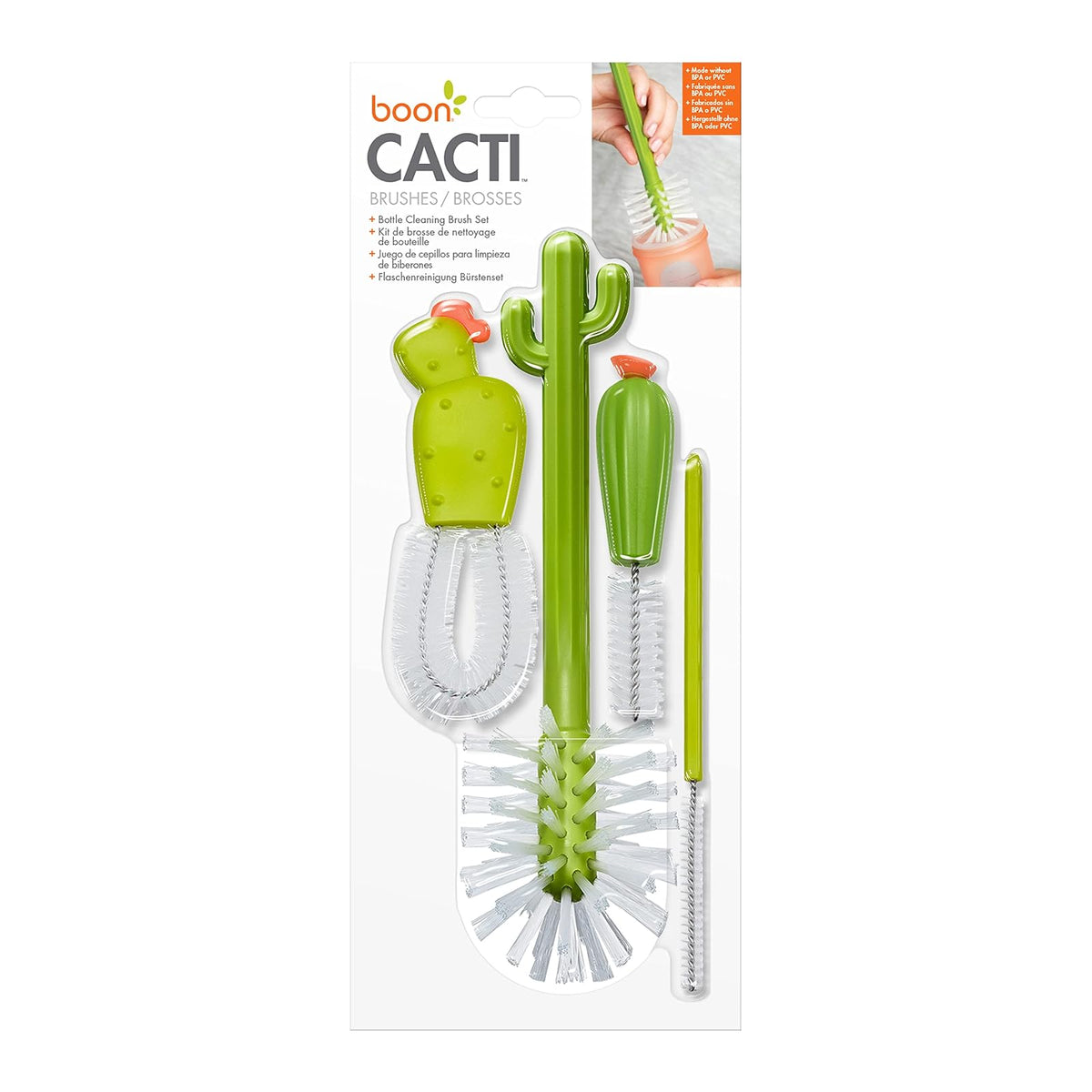 Boon Cacti - Cepillos de repuesto para biberones – Incluye cepillo limpiador de biberones, cepillo limpiador de popotes, cepillo para pezones y cepillo para polvo