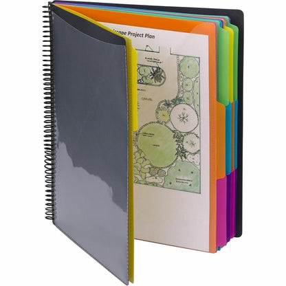 Smead 24 Pocket Poly Project Organizer, Letter Size, 1/3-Cut tab, Gray with Bright Colors (89206)