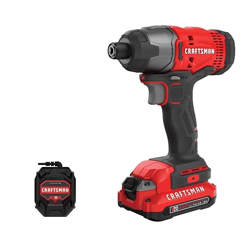 Craftsman Kit de Driver de Impacto 20V Máximo CMCF800C1 | 1/4 pulgadas, 2.800 RPM, luz LED de trabajo, batería y cargador incluidos