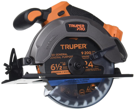 Truper Pro SICI-20AS, Sierra circular 6-1/2", 20V, solo herramienta, sin accesorios
