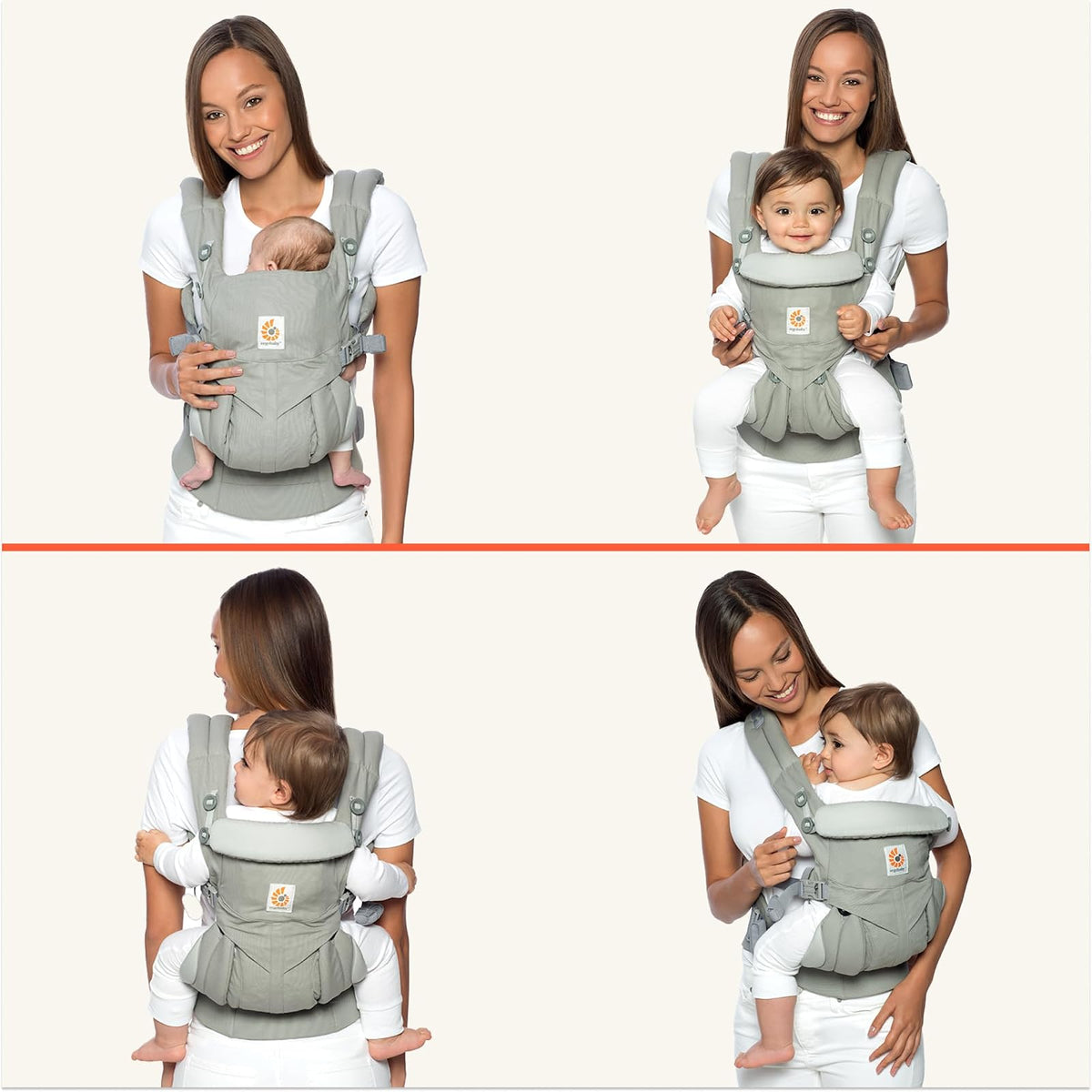 SNUNGPHIR Ergobaby Omni 360 All-Position Baby Carrier for Newborn to Toddler with Lumbar Support (7-45 Pounds), Pearl Grey