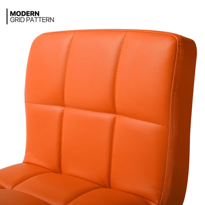 MoNiBloom - Juego de 2 taburetes de Bar con Respaldo Cuadrado de Piel sintética, Altura Ajustable y reposapiés para el hogar, Cocina, Comedor, Color Naranja