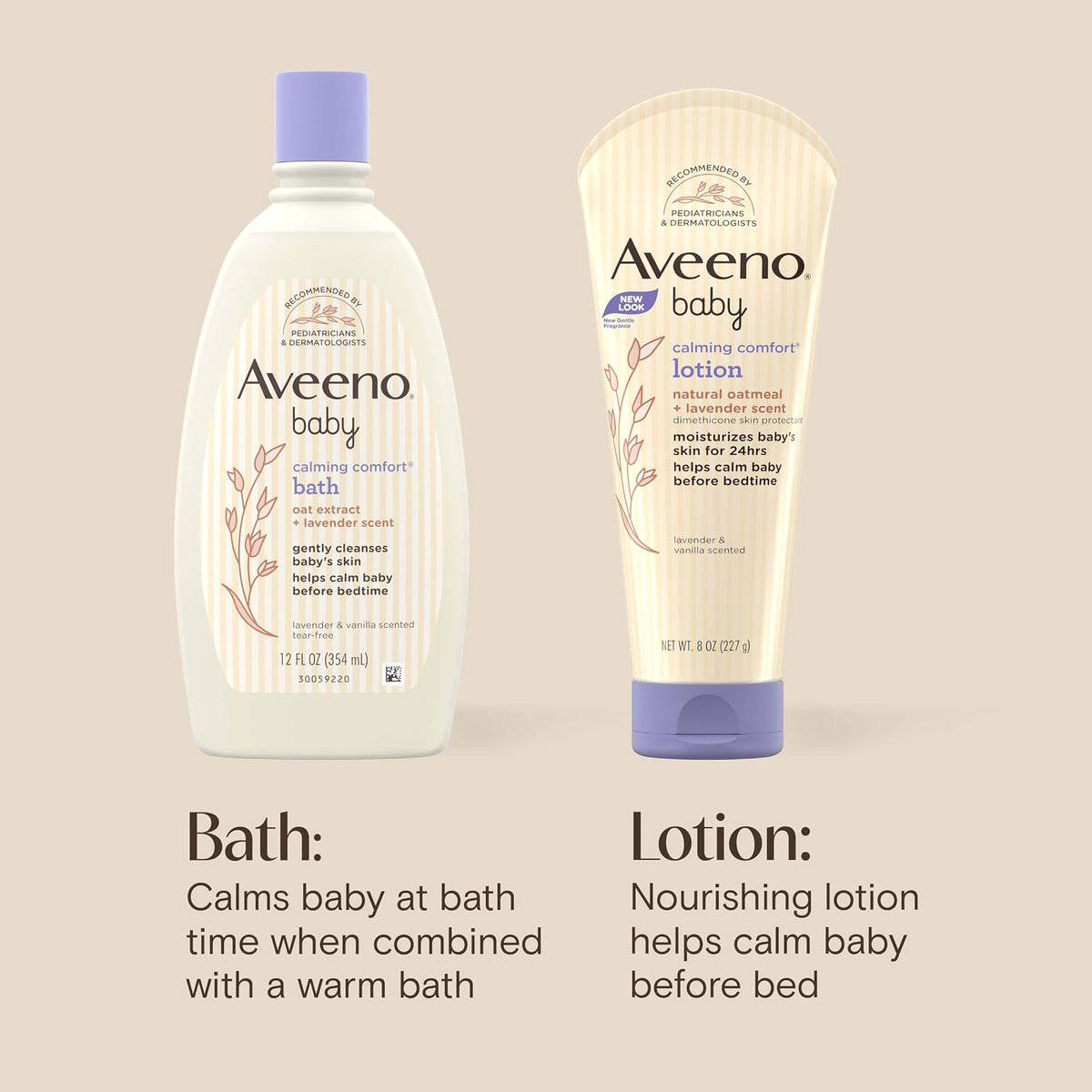 Aveeno Baby Calming Comfort Bath + Lotion Set, Baby Skin Care Products, 2 Items