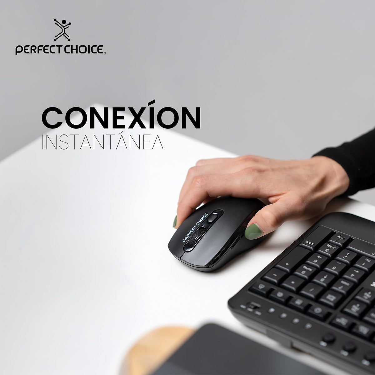 PERFECTCHOICE Kit de Teclado y Mouse Inalámbrico Bluetooth Teclas Multimedia 2.4GHz PC-201434 Keyvance